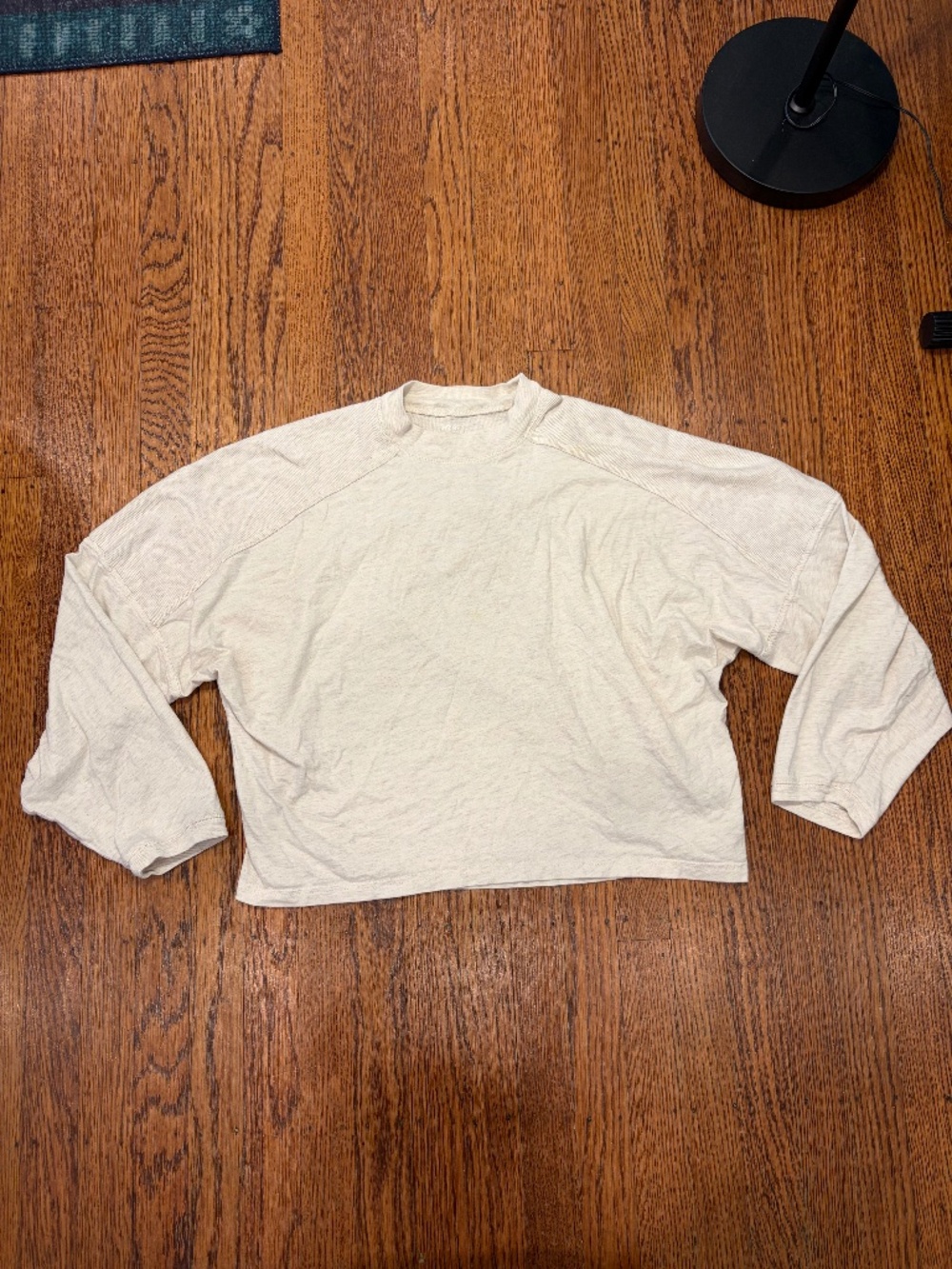 Aerie Cream/Grey Slouchy Oversized Lightweight Sweatshirt - Small‎ - Cropped